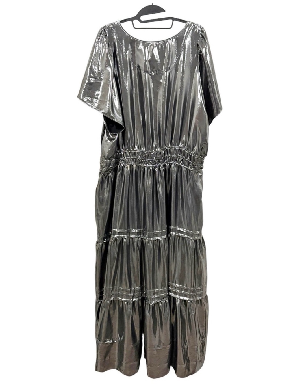 Anthropologie Somerset Maxi Dress Metallic Dark Silver Plus Size 3X Glam Party - Picture 4 of 7